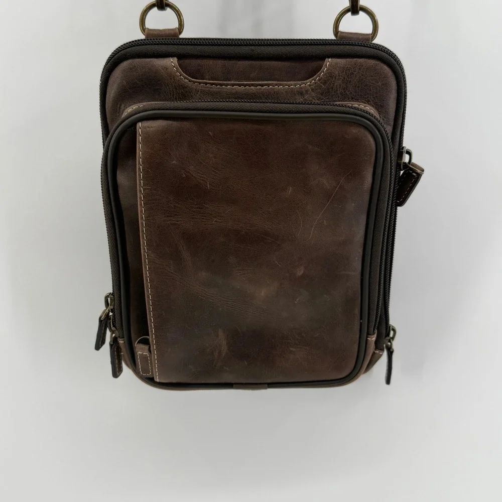 Gun Toten Mamas Brown Distressed Leather Concealed Carry Crossbody Bag GTM-11